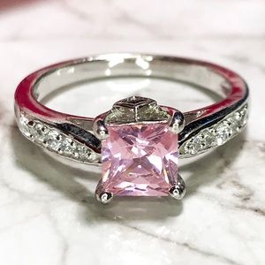 Sterling Silver Light Pink Square Ring